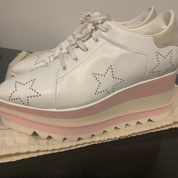 White and pink Stella McCartney Elyse platform shoes - Picture 4 of 6